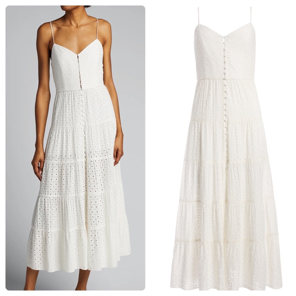 ALICE + OLIVIA Shanti Button-Front Tiered Dress